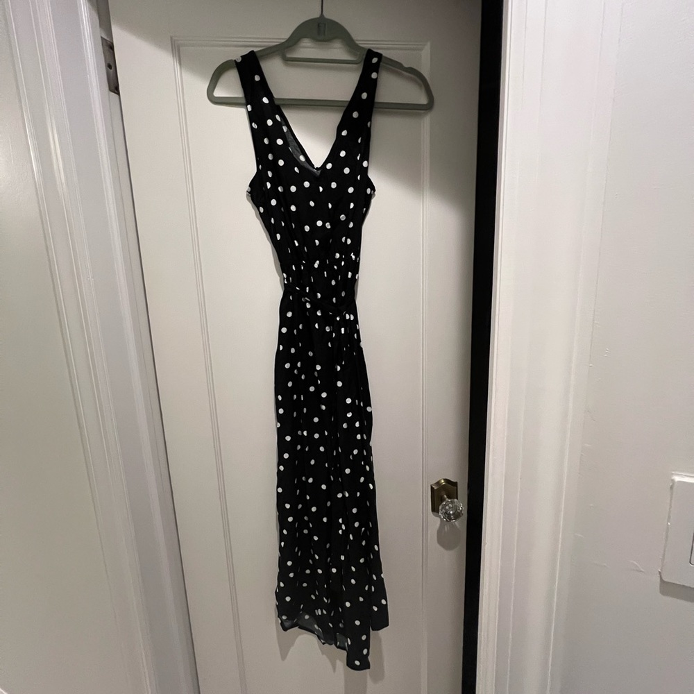 NWT a new day black polka dot tie waist dress size xs